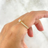 Anillo Solitario Churumbela Puntos 2.1gr / T6 1/2 / Circon Blanco Blancos Oro Amarillo