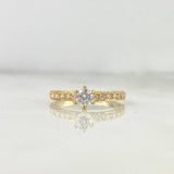 Anillo Solitario Churumbela Puntos 2.1gr / T6 1/2 / Circon Blanco Blancos Oro Amarillo