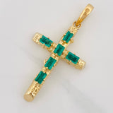 Dije Cruz Tronco Esmeraldas 1.22 Qts 4.8 g / 4.3 cm Oro Amarillo 18K