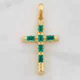 Dije Cruz Tronco Esmeraldas 1.22 Qts 4.8 g / 4.3 cm Oro Amarillo 18K