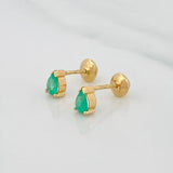 Topos Lagrima esmeralda 0.12pts Esmeralda 1pts 0.7g / 2.83mm Oro Amarillo 18K