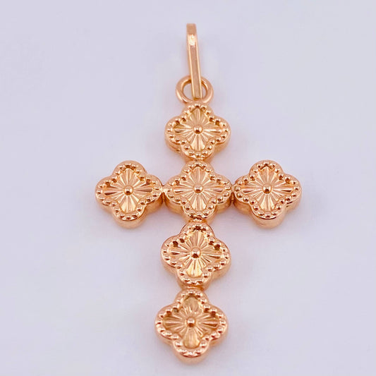 Dije Cruz Trebol 1.2gr / 3.2cm / Oro Rosa 18K ©