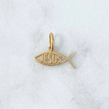 Dije Pez Jesús 0.9gr / 1.3cm-1.3cm / Basteado Oro Amarillo 18K *