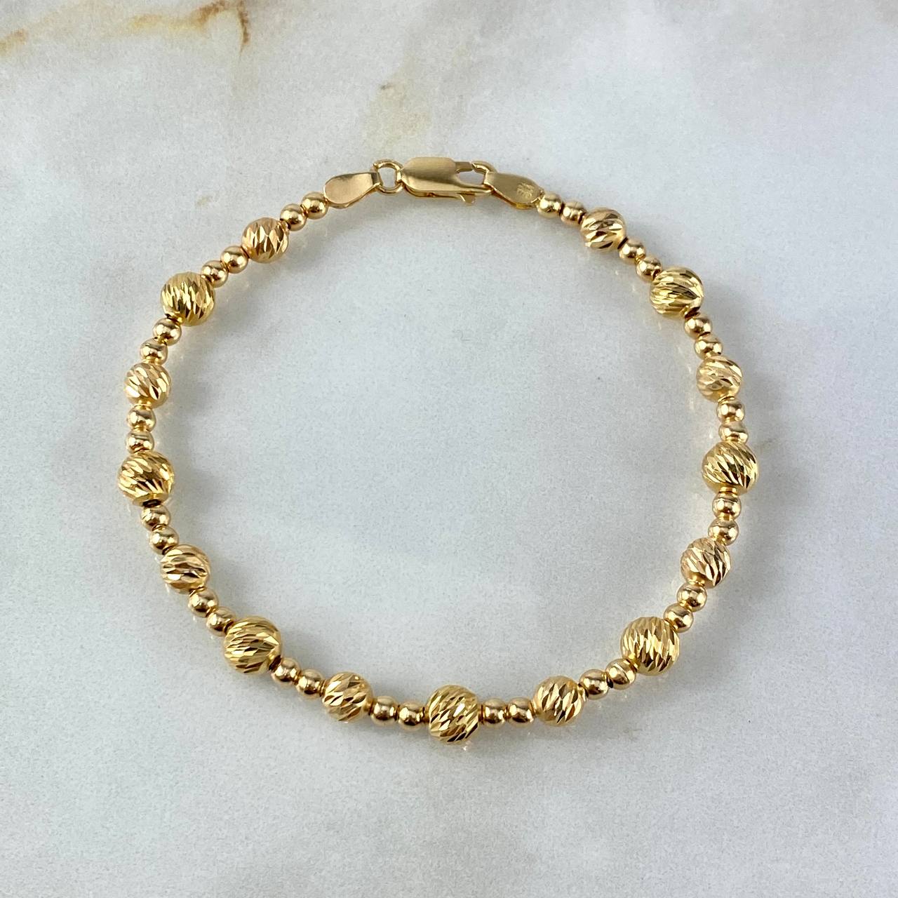 Pulso Bolas 8.25gr / 19cm / 3-5mm Lisas Diamantadas Oro Amarillo©