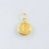 Dije Letra L Circulo Texturizado 0.4gr / 1.5cm / Oro Amarillo 18K *