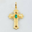 Dije Crúz de Altar Esmeralda 18pts 1.75gr / 3.2cm / Oro Amarillo 18K