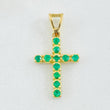 Dije Crúz Tupida Esmeraldas 70pts 2.05gr / 2.7cm / Oro Amarillo 18K