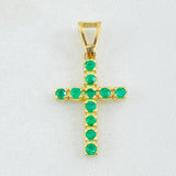 Dije Crúz Tupida Esmeraldas 70pts 2.05gr / 2.7cm / Oro Amarillo 18K