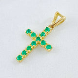 Dije Crúz Tupida Esmeraldas 70pts 2.05gr / 2.7cm / Oro Amarillo 18K