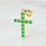 Dije Crúz Tupida Esmeraldas 70pts 2.05gr / 2.7cm / Oro Amarillo 18K