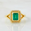 Anillo Rectangulo Tupido Esmeralda 1.1 Qts Diamantes 18pts 5.55gr / T6 1/2 / Oro Amarillo 18K