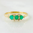 Anillo Trio de Chipas Esmeraldas 45pts Diamantes 12pts 2.35gr / T7 3/4 / Oro Amarillo 18K