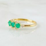 Anillo Trio de Chipas Esmeraldas 45pts Diamantes 12pts 2.35gr / T7 3/4 / Oro Amarillo 18K