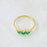 Anillo Trio de Chipas Esmeraldas 45pts Diamantes 12pts 2.35gr / T7 3/4 / Oro Amarillo 18K
