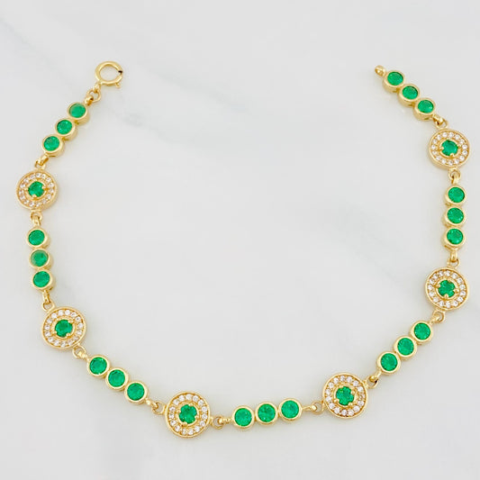 Pulso Tennis Halo Circulo 10.05 g / 19.4 cm / 4.2 mm Oro Amarillo 18K