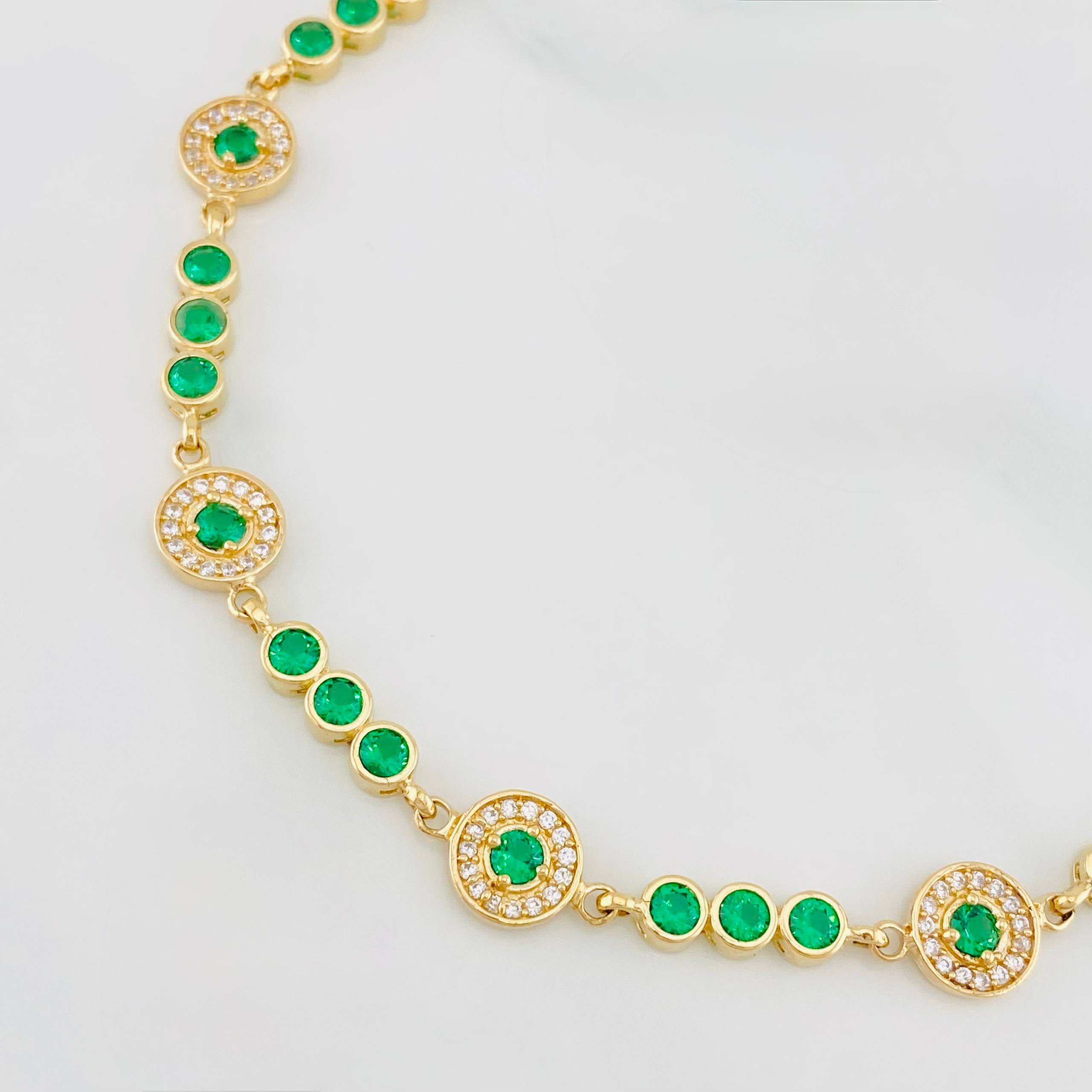 Pulso Tennis Halo Circulo 10.05 g / 19.4 cm / 4.2 mm Oro Amarillo 18K
