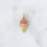 Dije Helado 1.6gr / 2.1cm / Circones Fucsias Blancos Oro Amarillo 18K *