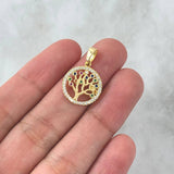 Dije Árbol de la Vida Circulo 2.55gr / 2.2cm / Circones Blancos Colores Oro Amarillo 18K