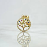 Dije Árbol de la Vida Circulo 2.55gr / 2.2cm / Circones Blancos Colores Oro Amarillo 18K