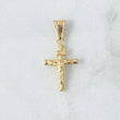 Dije Cruz Cristo Baston Liso 0.75gr / 2.5cm / Cargador Liso Oro Amarillo 18K