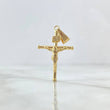 Dije Cruz Cristo Baston Liso 1.1gr / 3.7cm / Cargador Bordeado Oro Amarillo 18K