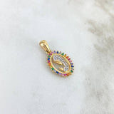 Dije Virgen Maria 1.9gr / 2.4cm / Ovalo Circones Colores Dos Oros Amarillo Blanco *