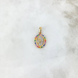 Dije Virgen Maria 1.9gr / 2.4cm / Ovalo Circones Colores Dos Oros Amarillo Blanco *