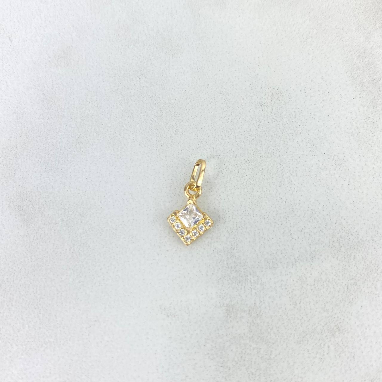Dije Rombo 0.4gr / 1.4cm / Circones Blancos Oro Amarillo *