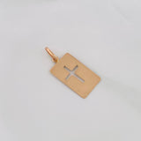 Dije Placa Cruz 0.8g / 2.7cm Oro Rosa 18K
