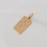 Dije Placa Cruz 0.8g / 2.7cm Oro Rosa 18K