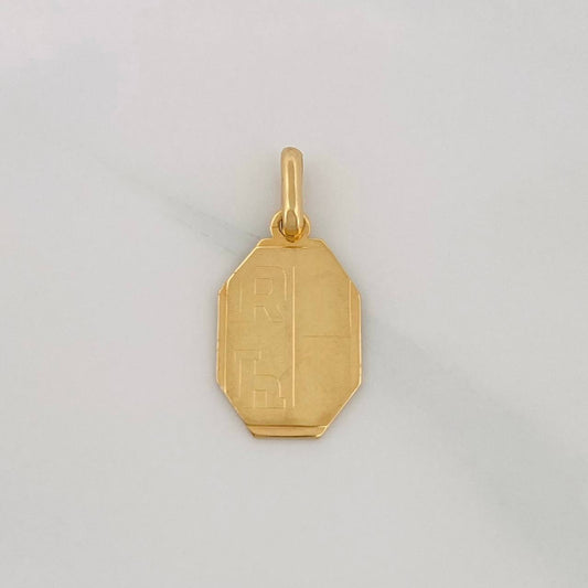 Dije Placa Octagonal 2.2g / 2.5cm Oro Amarillo 18K