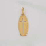 Dije Placa Rectangular Cruz 1.2g / 2.9cm Oro Amarillo 18K