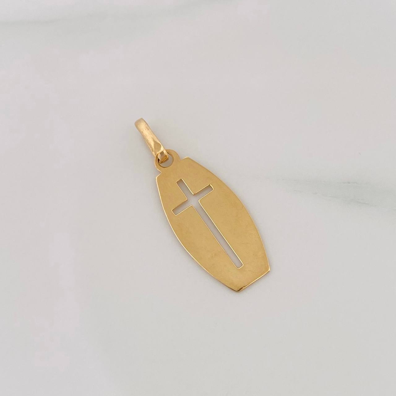 Dije Placa Rectangular Cruz 1.2g / 2.9cm Oro Amarillo 18K