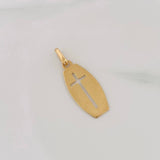 Dije Placa Rectangular Cruz 1.2g / 2.9cm Oro Amarillo 18K