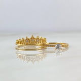 Anillo Solitario Corona 4.95gr / T8 1/2 / Circones Blancos Oro Amarillo ©
