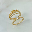 Anillo Solitario Corona 4.95gr / T8 1/2 / Circones Blancos Oro Amarillo ©