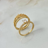 Anillo Solitario Corona 4.95gr / T8 1/2 / Circones Blancos Oro Amarillo ©