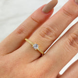 Anillo Corona Real Doble Solitario 4.15gr / T5 1/2 / Circones Blancos Oro Amarillo