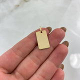 Dije Placa Rectangular Bordes Curvos 1.5gr / 2.5cm / 20mm-12mm Lisa Oro AmarilloႣ