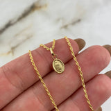 Cadena Lazo 0.85gr / 45cm + Dije Virgen Guadalupe 0.3gr / 1.4cm Mate Oro Amarillo (Oferta)