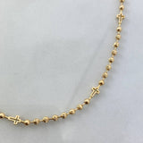 Cadena Militar Cruz 16.45gr / 50cm / 3mm Bolas Diamantadas-Bolas Lisas Oro Amarillo©