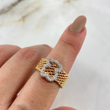 Anillo Oso TS 7.85gr / T7 1/4 / Cota de Malla  Dos Oros Amarillo Blanco©