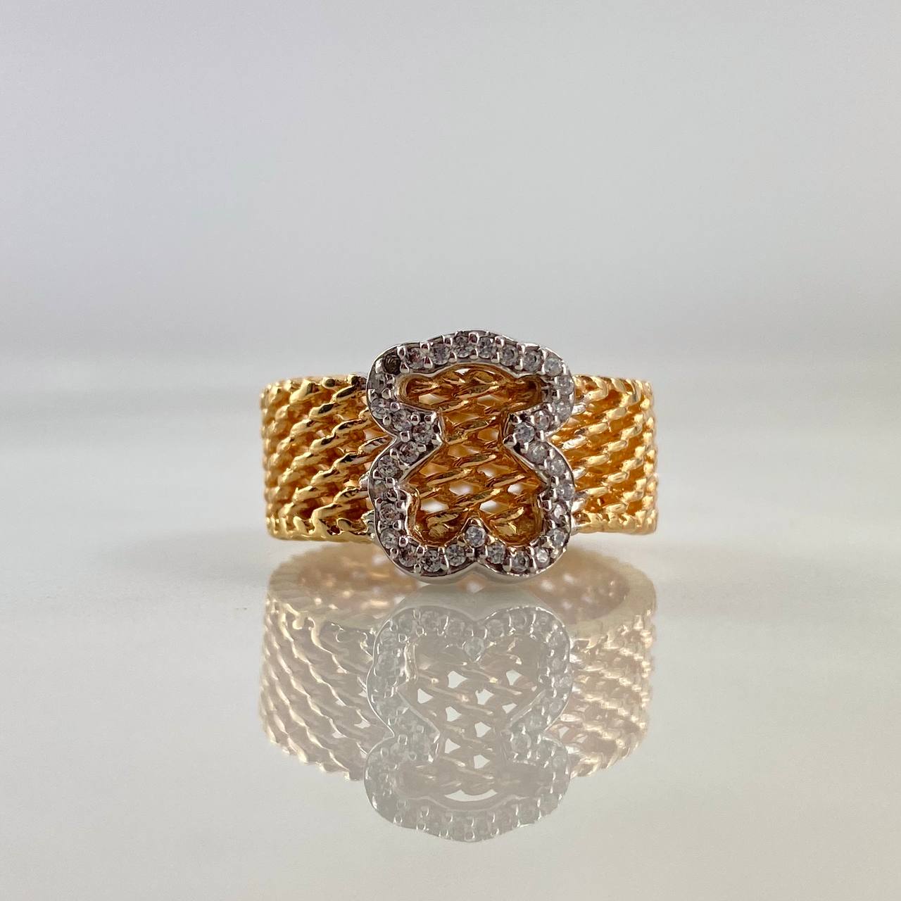Anillo Oso TS 7.85gr / T7 1/4 / Cota de Malla  Dos Oros Amarillo Blanco©