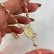Rosario Virgen Milagrosa 12.45gr / 50cm / 3-4mm Bolas Diamantadas-Cauchos Rosa-Circones Blancos Oro Amarillo