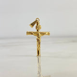 Dije Cruz Cristo 1.2gr / 3.6cm / Baston Liso Oro Amarillo©