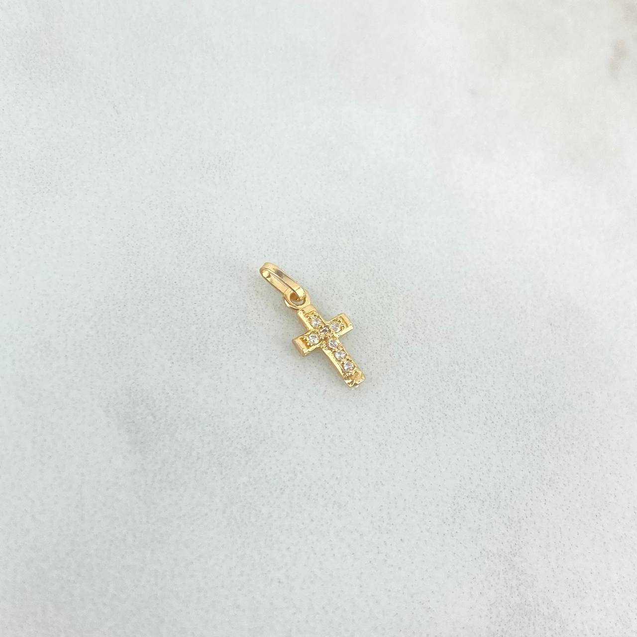 Dije Cruz 0.3gr / 1.4cm / Circones Blancos Oro Amarillo *
