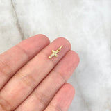 Dije Cruz 0.3gr / 1.4cm / Circones Blancos Oro Amarillo *