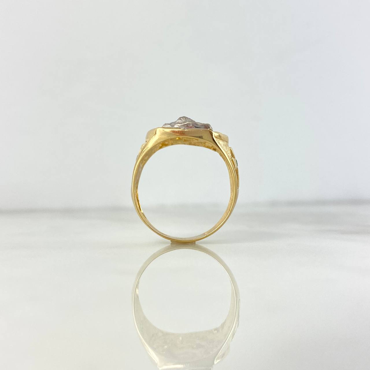 Anillo Rostro Cristo 7.85gr / T10 3/4 / Circones Blancos Verde Dos Oros Amarillo Blanco *