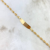 Pulso Bebé GC 1.55gr / 14.5cm / 3mm Placa Rectangular Ovalada Curva Oro Amarillo