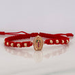 Pulsera Tejida Roja Virgen de Guadalupe Oro Rosa 18K